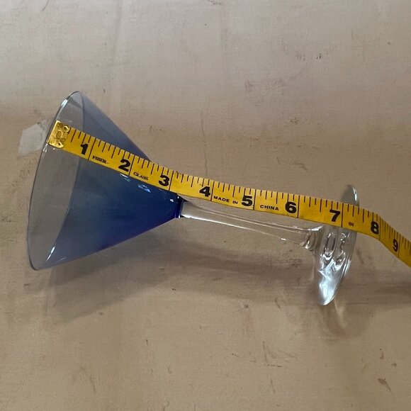 Set of 3 Martini/Cocktail Glasses: 1 Teal, 1 Smoky, 1 Blue, 5" x 7-1/2" - Picture 7 of 9